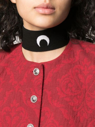 Shop Marine Serre Moon-print Knitted Choker In Black