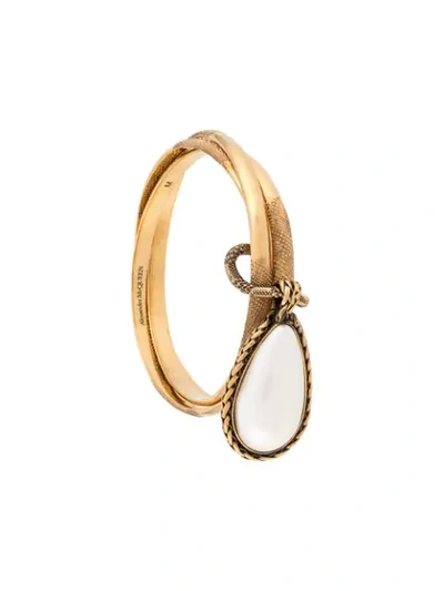 Shop Alexander Mcqueen Droplet Charm Bangle In Gold