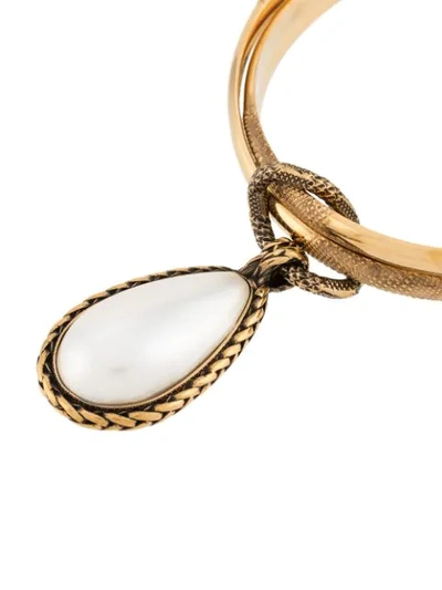 Shop Alexander Mcqueen Droplet Charm Bangle In Gold