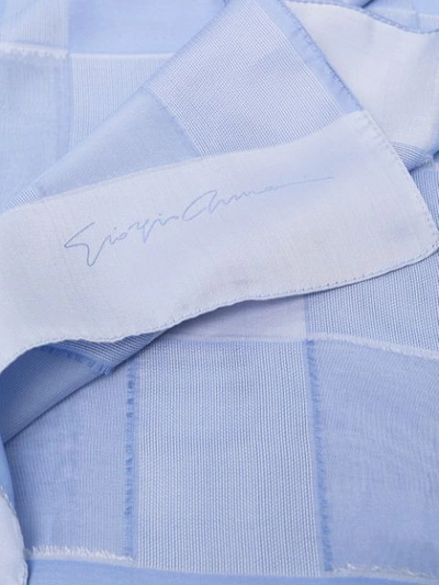 Shop Giorgio Armani Checkered-pattern Silk Scarf In Blue