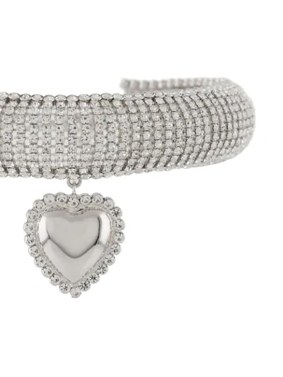 Shop Alessandra Rich Heart Pendant Choker Necklace In Silver