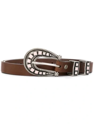 Shop Alanui Stoned-hardware Belt In Brown