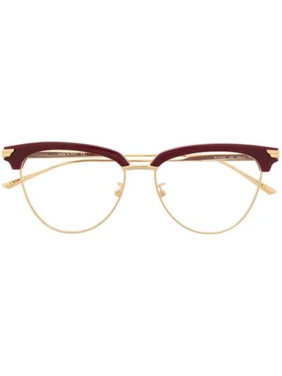 Shop Bottega Veneta Two-tone Cat-eye Glasses In Gold