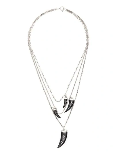 Shop Isabel Marant Horn Layered Necklace In Silver