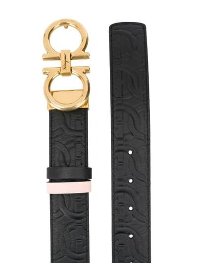 Shop Ferragamo Gancini Buckle Leather Belt In Black