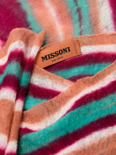 Shop Missoni Striped Cashmere Scarf In Pink