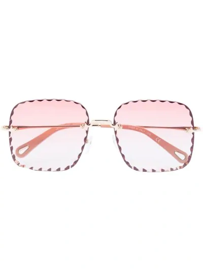 Shop Chloé Rosie Square-frame Sunglasses In Pink