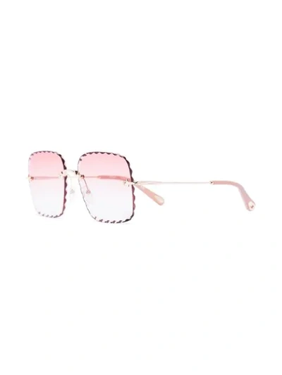 Shop Chloé Rosie Square-frame Sunglasses In Pink