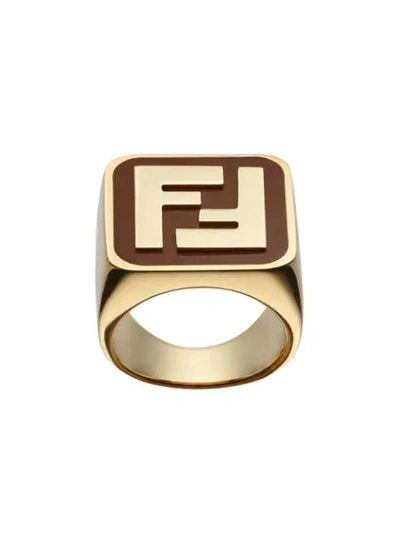 Shop Fendi Ff Ring Necklace In Gold