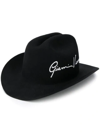 Shop Versace Gv Signature Cowboy Hat In Black