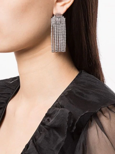 Shop Venna Crystal Fringe Earrings In Silver