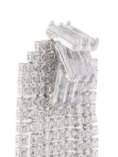 Shop Venna Crystal Fringe Earrings In Silver