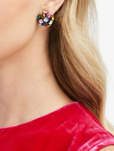 Shop Oscar De La Renta Crystal-embellished Stud Earrings In Black