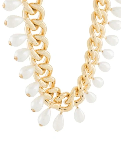 Shop Rosantica Pearl-embellished Chain-link Neck;ace In Gold