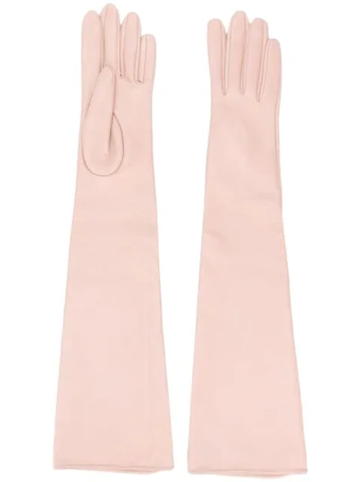 Shop Manokhi Long Textured Style Gloves In Pink