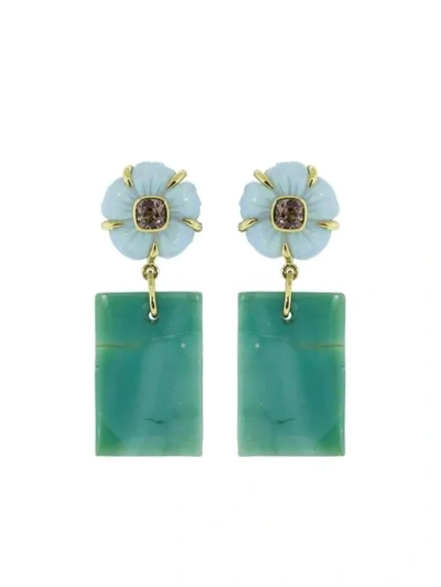 Shop Guita M 18kt Yellow Gold Guita Flower Opal And Pink Sapphire Drop Earrings In Ylwgold