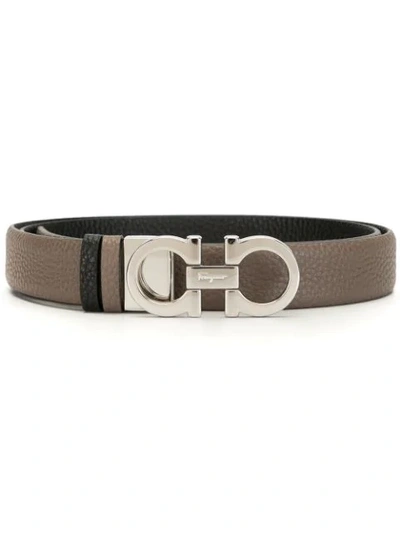 Shop Ferragamo Gancini Reversible Belt In Black