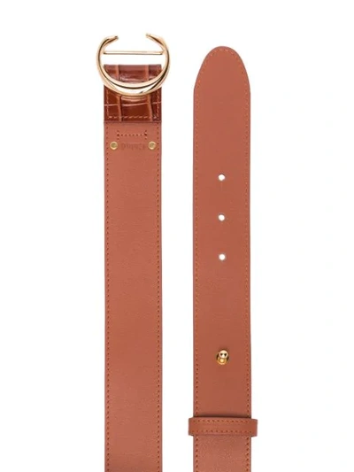 Shop Chloé Logo-embellished Crocodile-effect Leather Belt In Brown