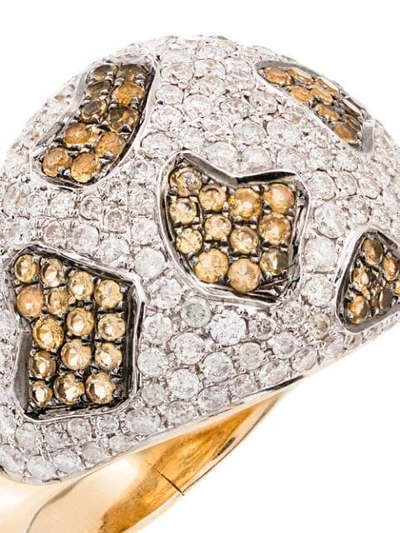 Shop Yvonne Léon 18kt Yellow Gold Diamond And Citrine Leopard Cocktail Ring In Metallic