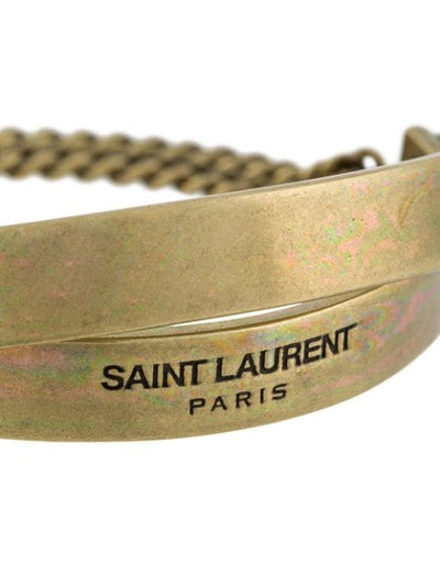 Shop Saint Laurent Double Plaque Chain Bracelet In Gold