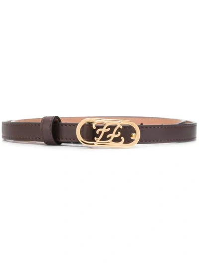 Shop Fendi Karligraphy Buckle Belt In Brown