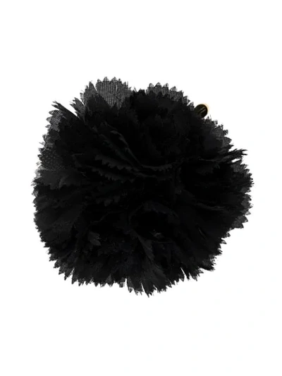 Shop Alexandre Vauthier Tulle Flower-appliqué Brooch In Black
