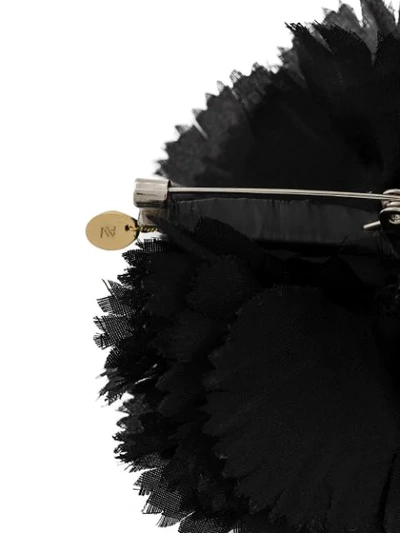Shop Alexandre Vauthier Tulle Flower-appliqué Brooch In Black