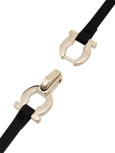 Shop Ferragamo Gancini Leather Bracelet In Black