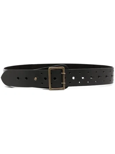 Shop Aspesi Perforated Detail Belt In Black