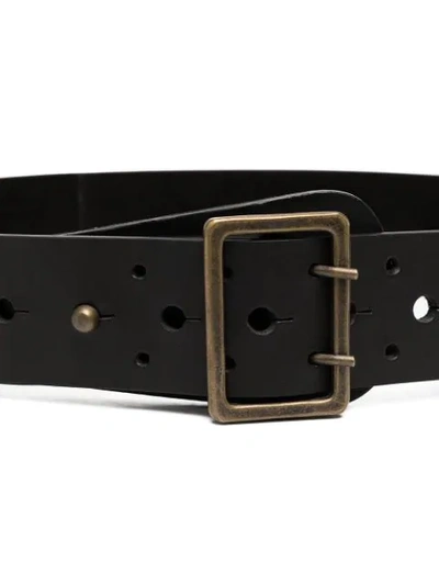 Shop Aspesi Perforated Detail Belt In Black