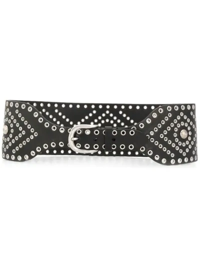 Shop Isabel Marant Studded Leather Waist Belt In Black