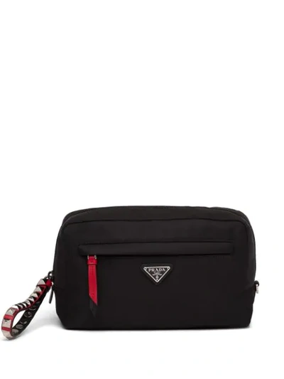 Shop Prada Triangular Logo Travel Bag In Black