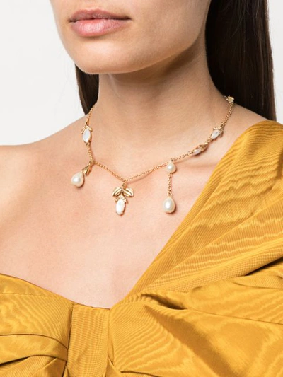Shop Oscar De La Renta Pearl-drop Necklace In Gold