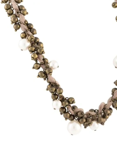 Pre-owned Lanvin Pearl-embellished Beaded Necklace In Pink
