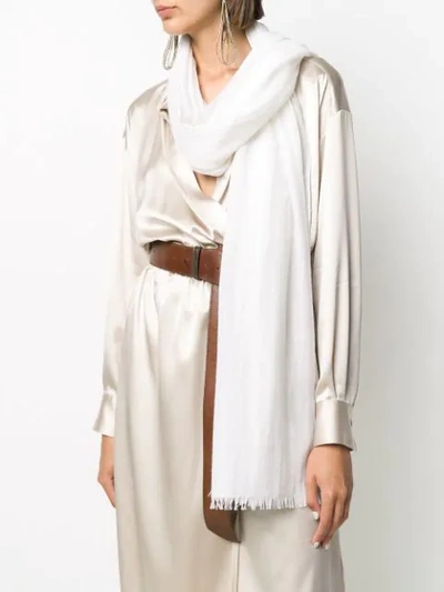 Brunello Cucinelli Sequin-embroidered Cashmere-blend Scarf In White