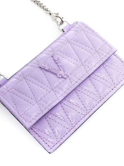 Shop Versace Virtus Quilted Wallet In Purple