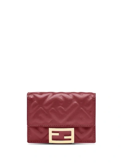 Shop Fendi Micro Trifold Wallet In Red