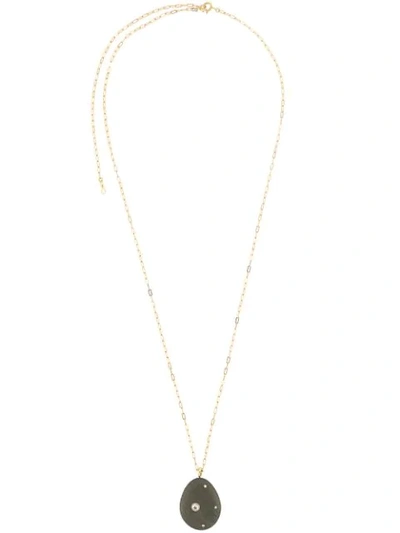 Shop Cvc Stones 18kt Yellow Gold Olivia Pebble And Diamond Pendant Necklace In Grn