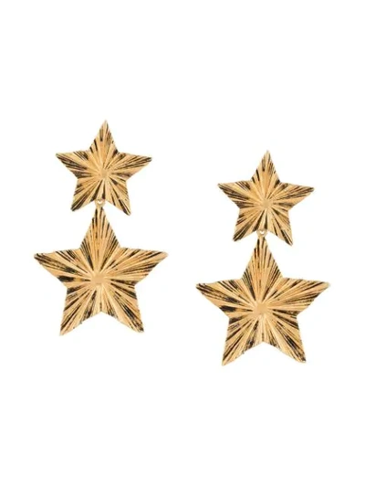 Shop Saint Laurent Star Drop Earrings In Gold