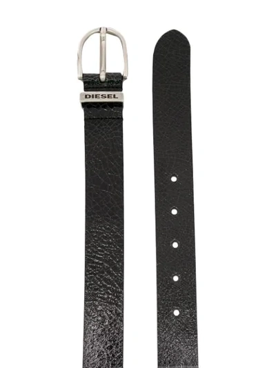 Shop Diesel Crackle Effect Belt In Black