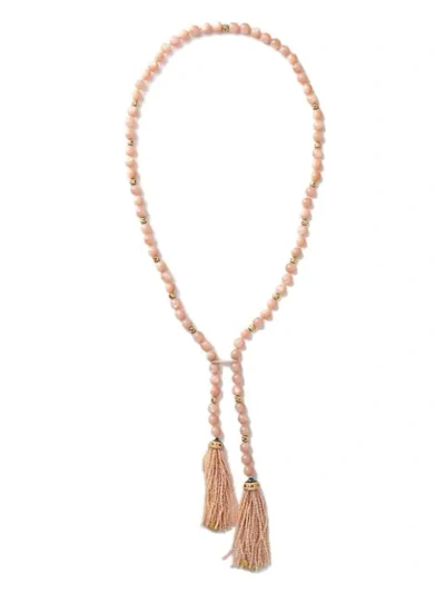 Shop Guita M 18kt Yellow Gold, Peach Moonstone And Pearl Necklace In Pink