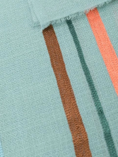 Shop K Janavi Horizontal Stripes Cashmere Scarf In Blue