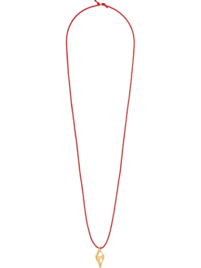 GOLD-PLATED RED ROPE PENDANT NECKLACE