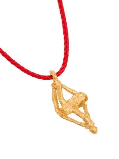 GOLD-PLATED RED ROPE PENDANT NECKLACE