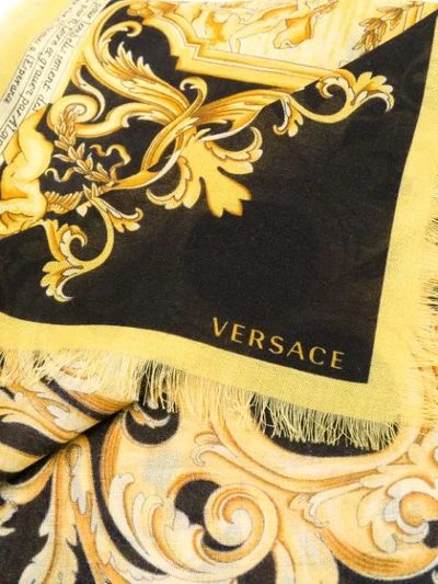 Shop Versace Barocco-print Fringed Scarf In Black