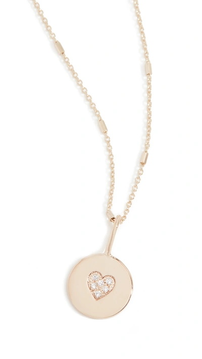 Shop Zoë Chicco 14k Gold Heart Disc Necklace