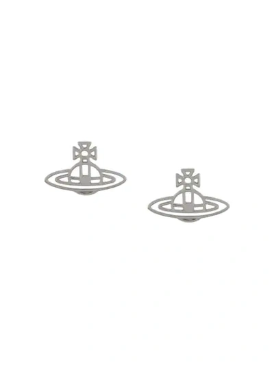Shop Vivienne Westwood Cut-out Logo Earrings In Silver