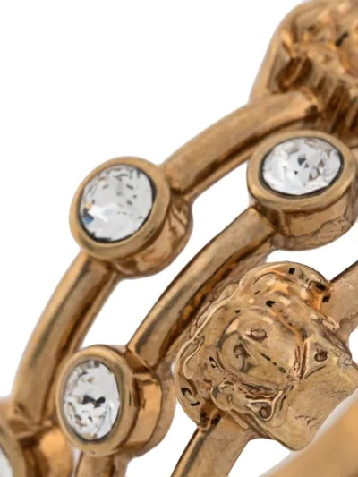 Shop Versace Medusa Greca Crystal Ring In Gold