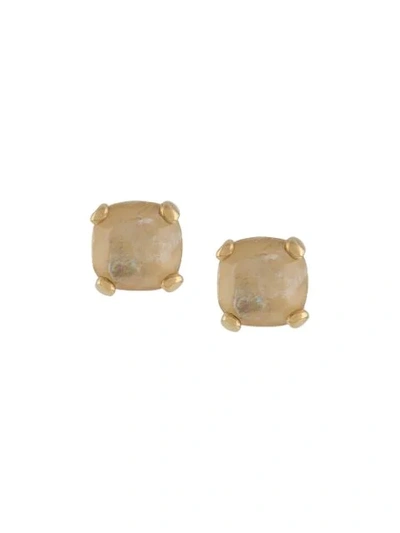 Shop Goossens Stones Rock Crystal Stud Earrings In Gold