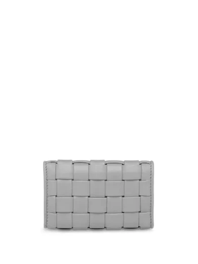Shop Miu Miu Woven Tri-fold Keyholder In Grey